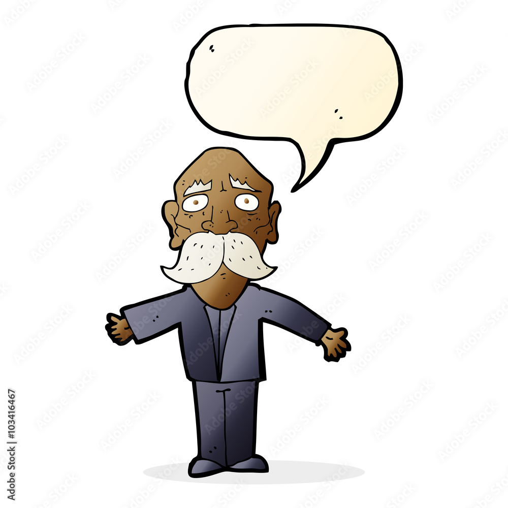 Fototapeta premium cartoon disappointed old man with speech bubble