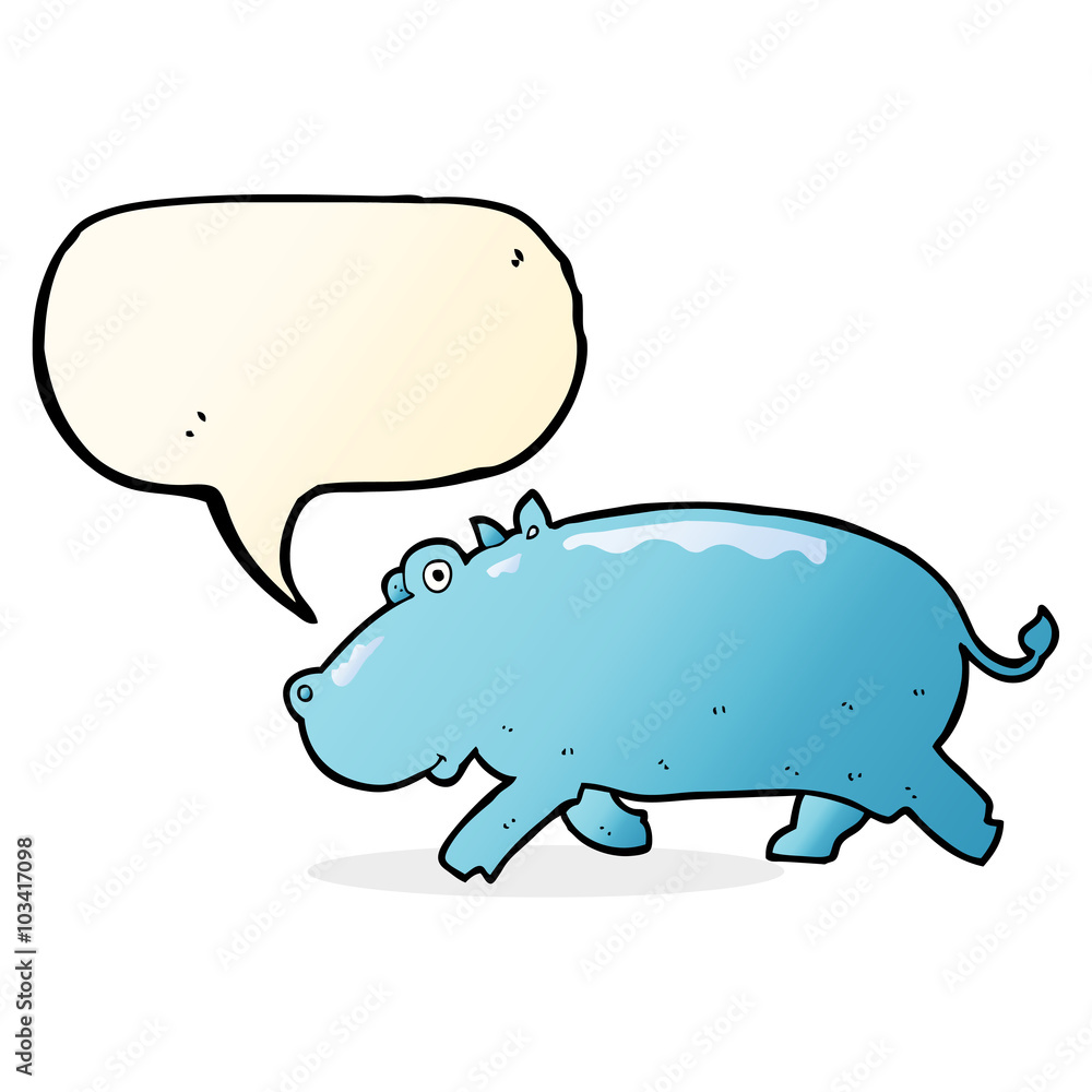 cartoon hippopotamus with speech bubble cartoon hippopotamus with speech bubble