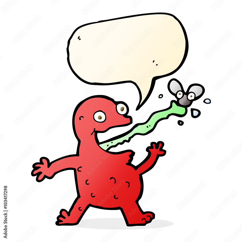 cartoon frog catching fly with speech bubble cartoon frog catching fly with speech bubble