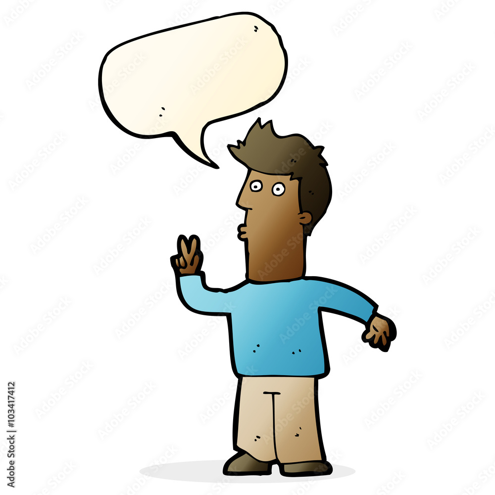 cartoon man signalling with hand with speech bubble cartoon man signalling with hand with speech bubble