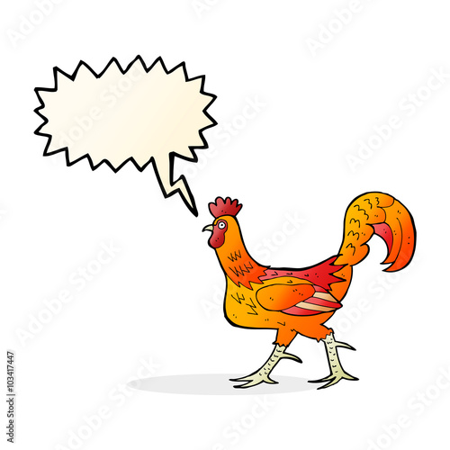 cartoon cockerel with speech bubble