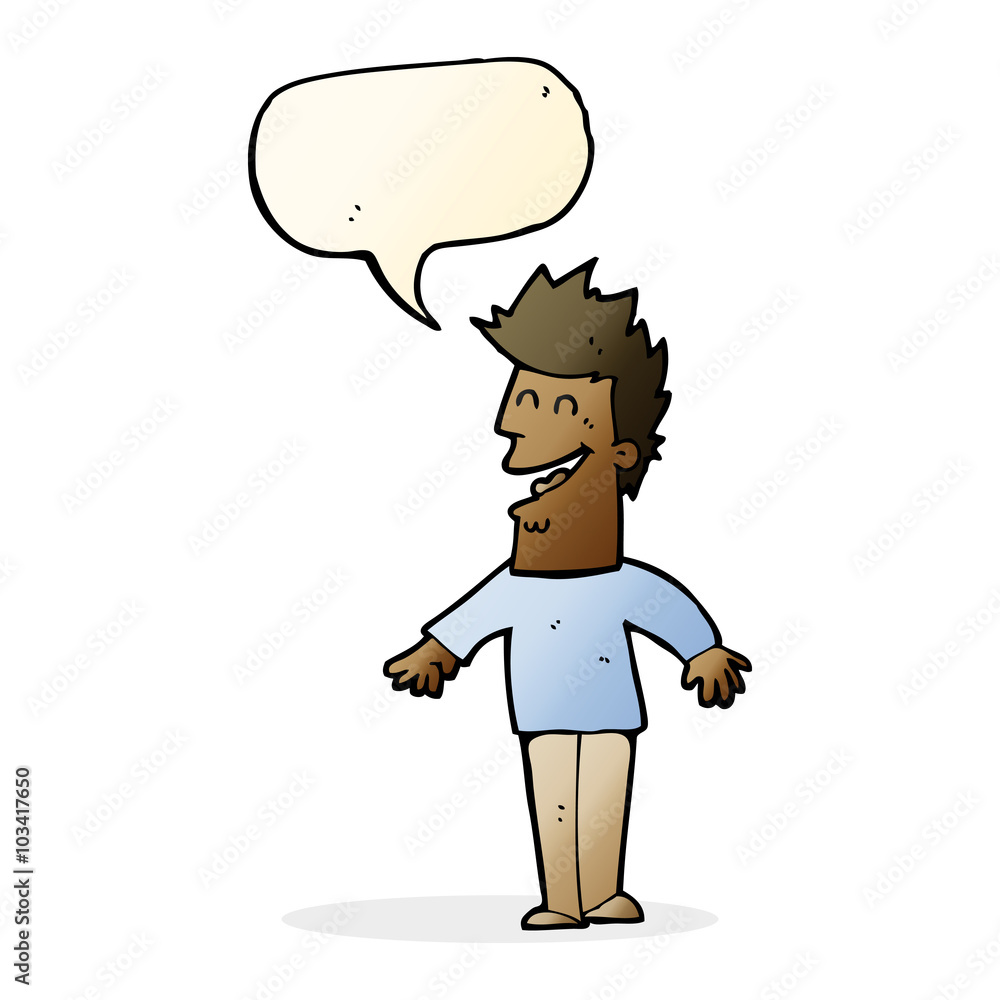 cartoon happy man with speech bubble cartoon happy man with speech bubble