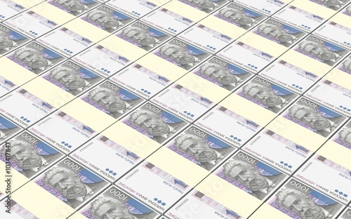Croatian kuna bills stacks background. Computer generated 3D photo rendering