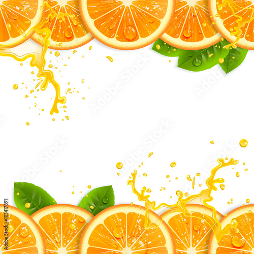 Banner with Fresh Oranges