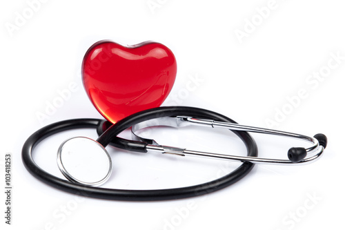 Stethoscope with heart. Medical stethoscope and heart isolated o