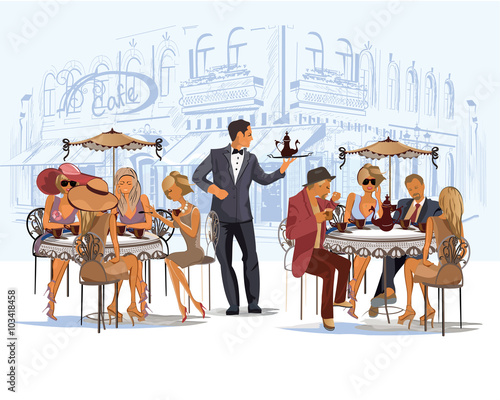 Fashion people at the cafe.