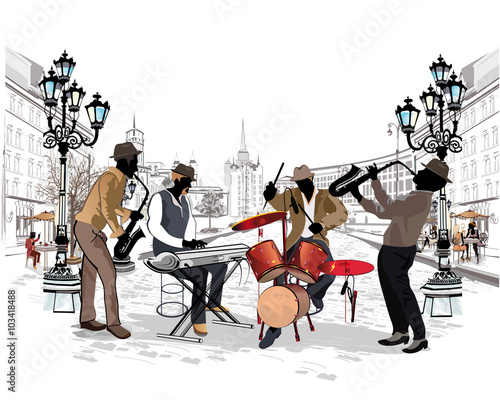 Street musicians in the city.