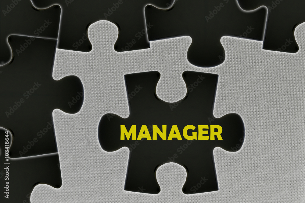 Fototapeta premium The white jigsaw puzzle written word manager