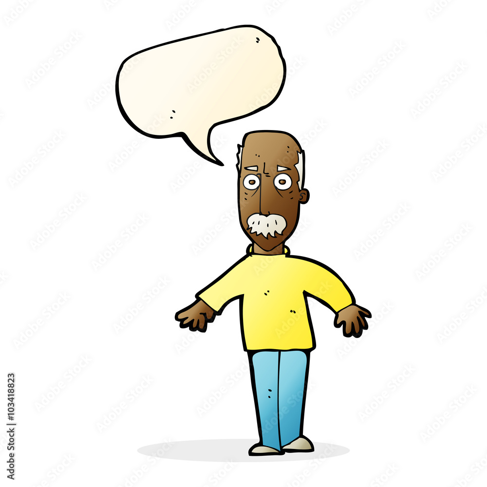 Fototapeta premium cartoon annoyed old man with speech bubble