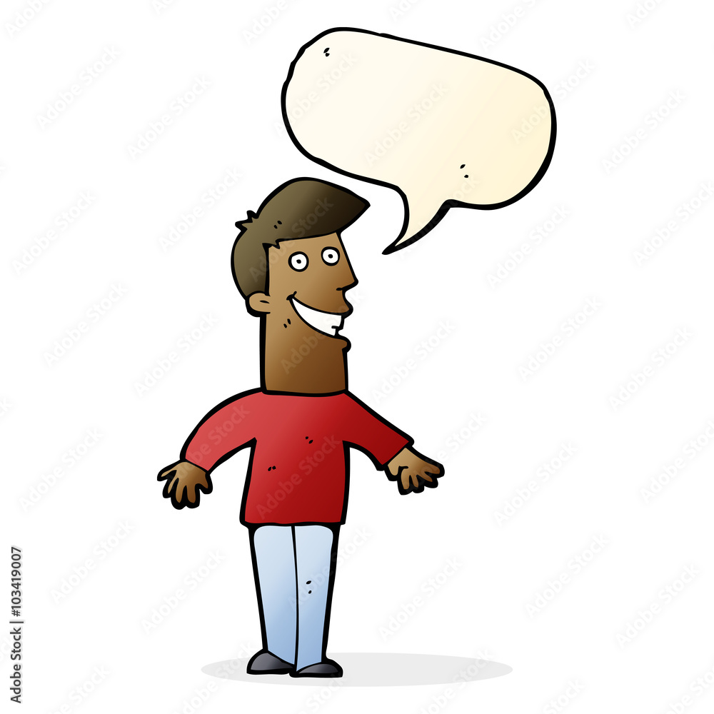 cartoon grinning man with speech bubble cartoon grinning man with speech bubble