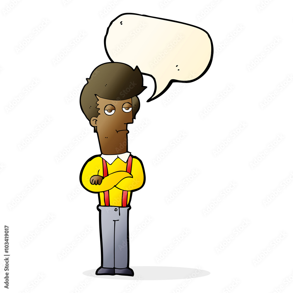 Fototapeta premium cartoon bored man with speech bubble