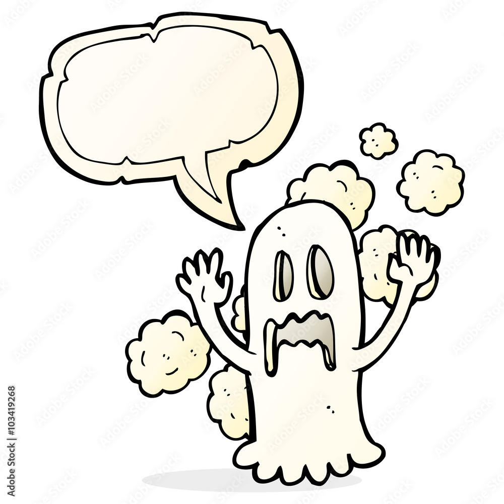 cartoon spooky ghost with speech bubble cartoon spooky ghost with speech bubble