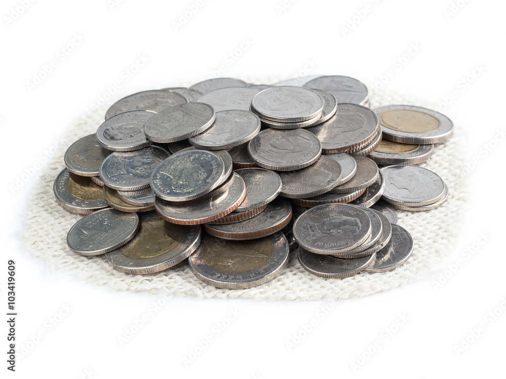 metal coins isolated on white background metal coins isolated on white background