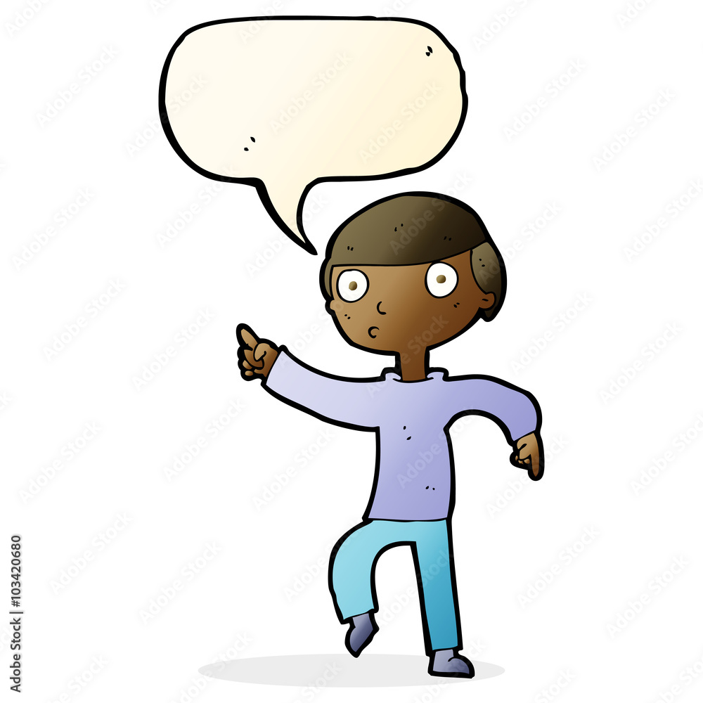 cartoon boy pointing with speech bubble cartoon boy pointing with speech bubble