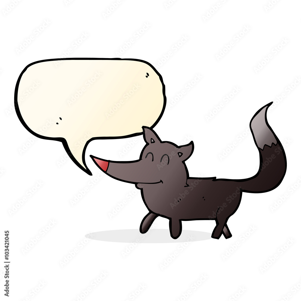 cartoon little wolf with speech bubble cartoon little wolf with speech bubble