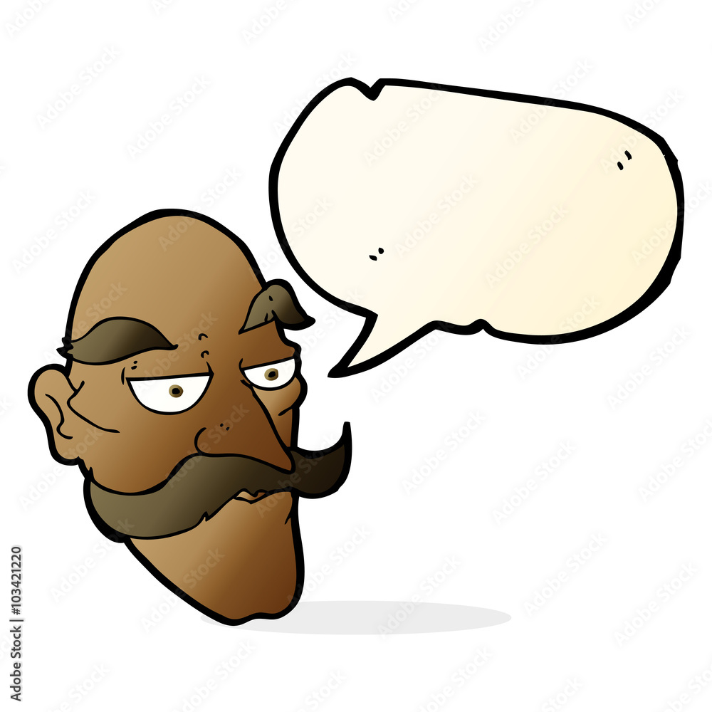 Fototapeta premium cartoon old man face with speech bubble