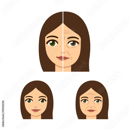 Woman aging illustration