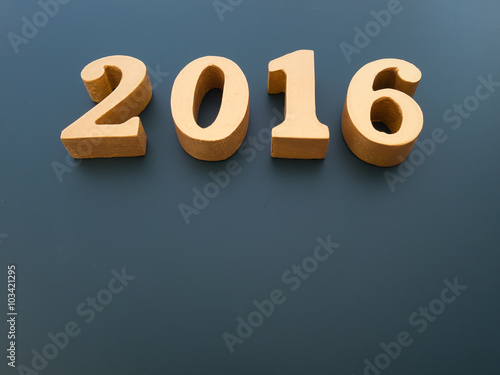 Year 2016, gold wood of 2016 number on black background, Happy new year 2016, Happy New Year Background for new year festive, greeting card