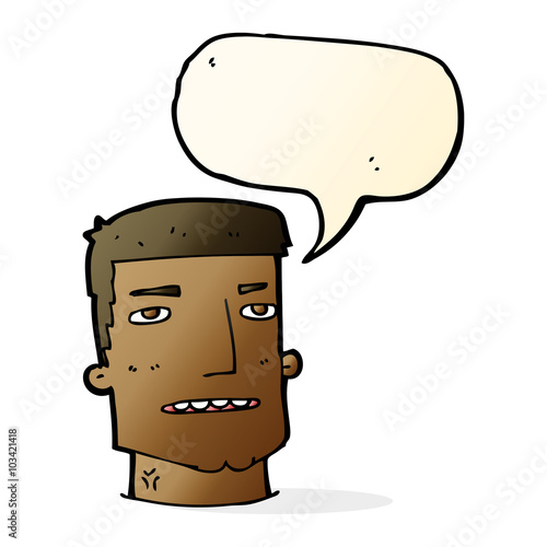cartoon male head with speech bubble