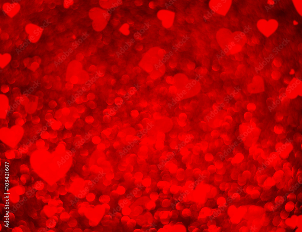 Blur red heart bokeh background Blur red heart bokeh background