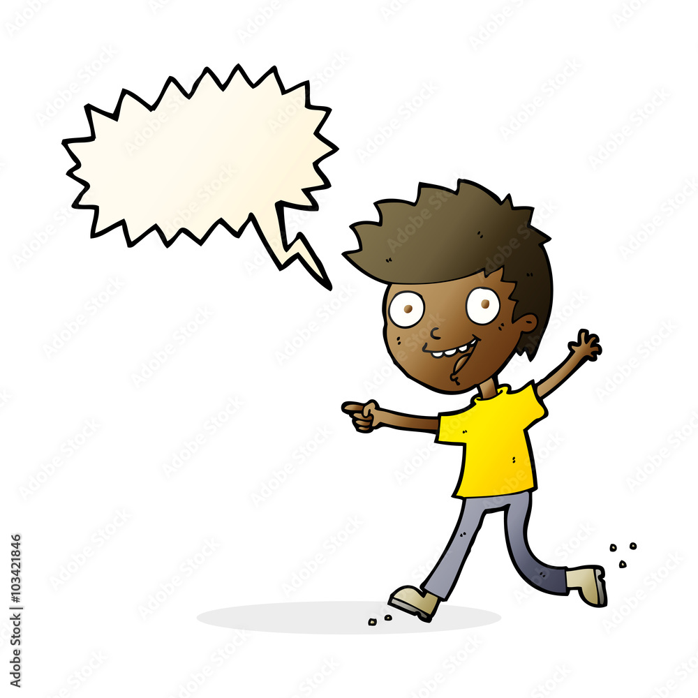 cartoon crazy excited boy with speech bubble cartoon crazy excited boy with speech bubble