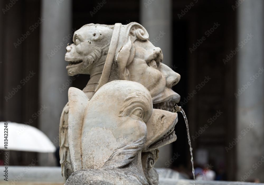 Close up of Fountain of the Pantheon (Fontana del Pantheon) at Piazza della Rotonda .. Rome, Italy Close up of Fountain of the Pantheon (Fontana del Pantheon) at Piazza della Rotonda .. Rome, Italy