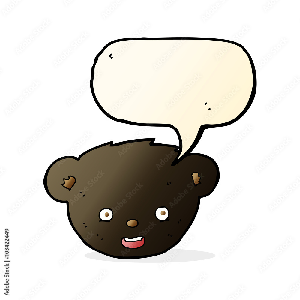 cartoon black bear face with speech bubble cartoon black bear face with speech bubble