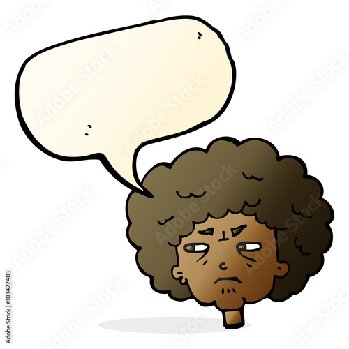 cartoon bitter old woman with speech bubble