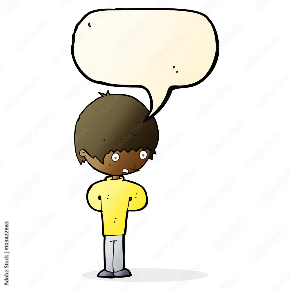 cartoon nervous boy with speech bubble cartoon nervous boy with speech bubble