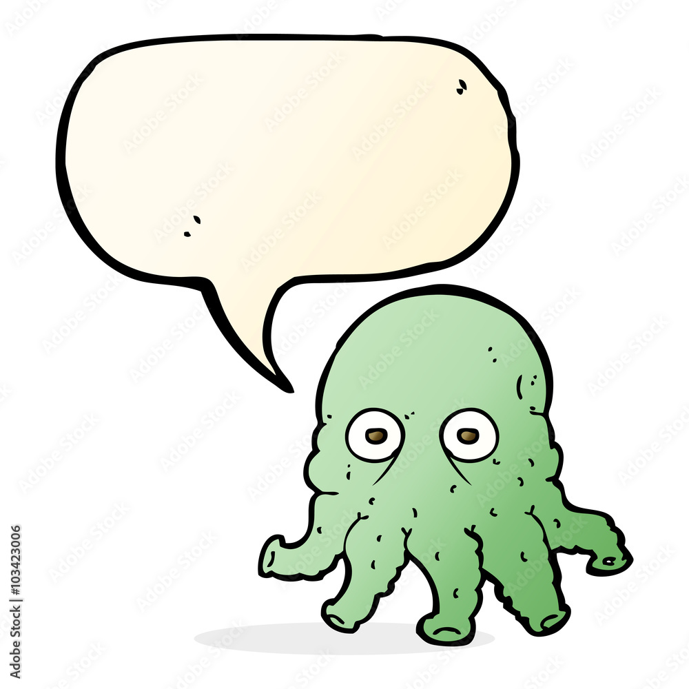 cartoon alien squid face with speech bubble cartoon alien squid face with speech bubble