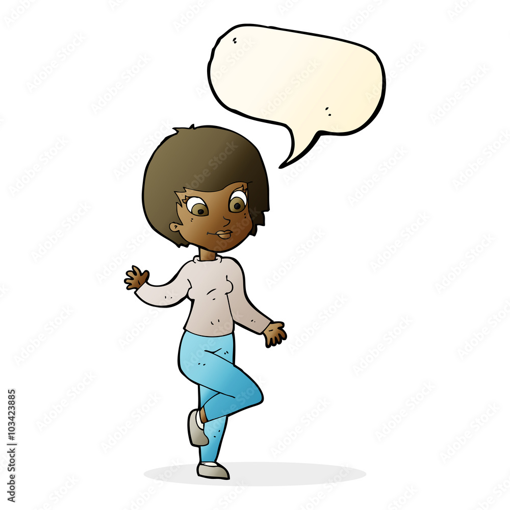 cartoon woman waving with speech bubble cartoon woman waving with speech bubble