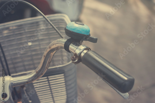 old bicycle closeup , vintage color