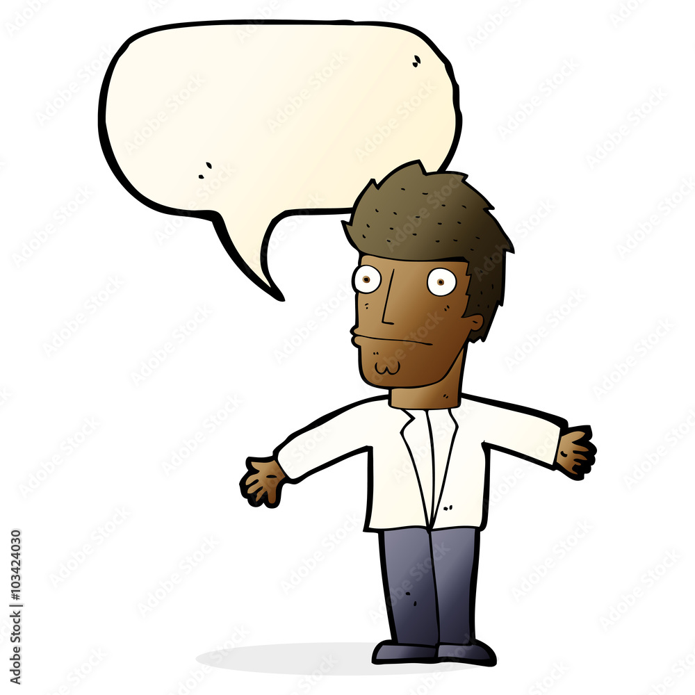 Fototapeta premium cartoon confused man with speech bubble