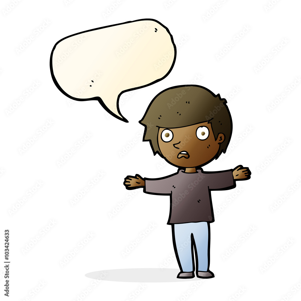 cartoon worried boy with speech bubble cartoon worried boy with speech bubble