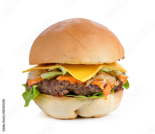 yummy Meat hamburger on white background © sommai