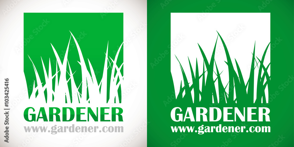logo paysagiste pelouse herbe vert - obrazy, fototapety, plakaty 