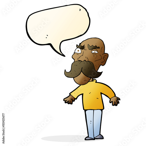 cartoon angry old man with speech bubble