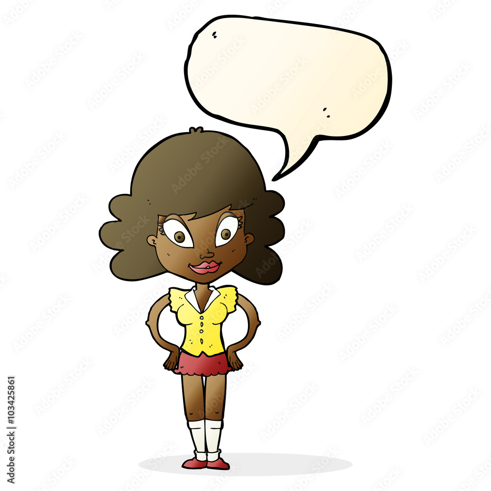 cartoon pretty woman with speech bubble cartoon pretty woman with speech bubble