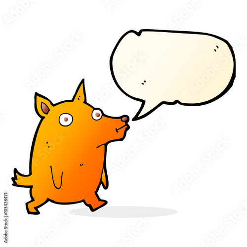 cartoon funny little dog with speech bubble