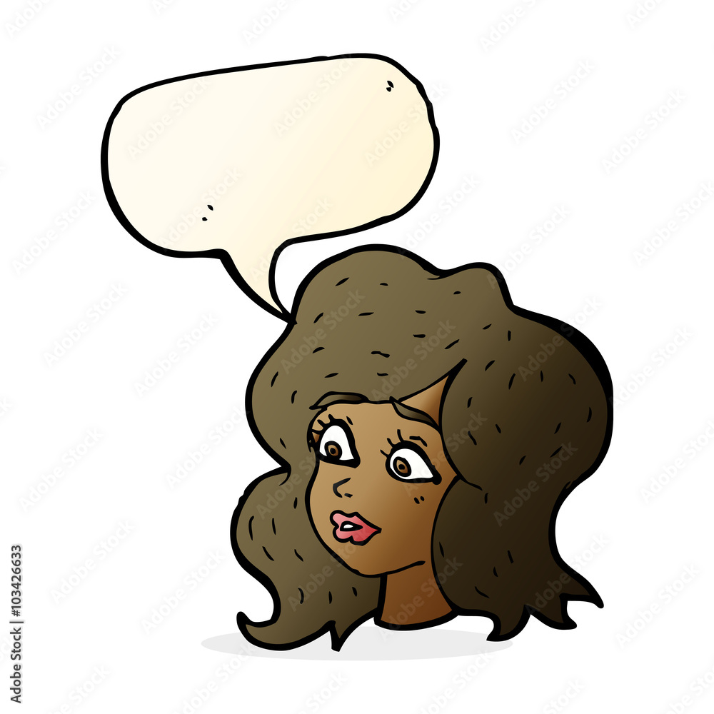 cartoon woman looking concerned with speech bubble cartoon woman looking concerned with speech bubble