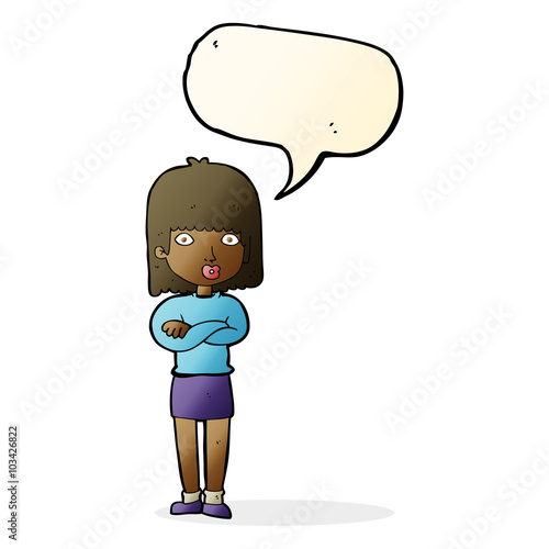 cartoon impatient woman with speech bubble