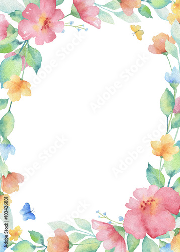 Watercolor rectangular frame