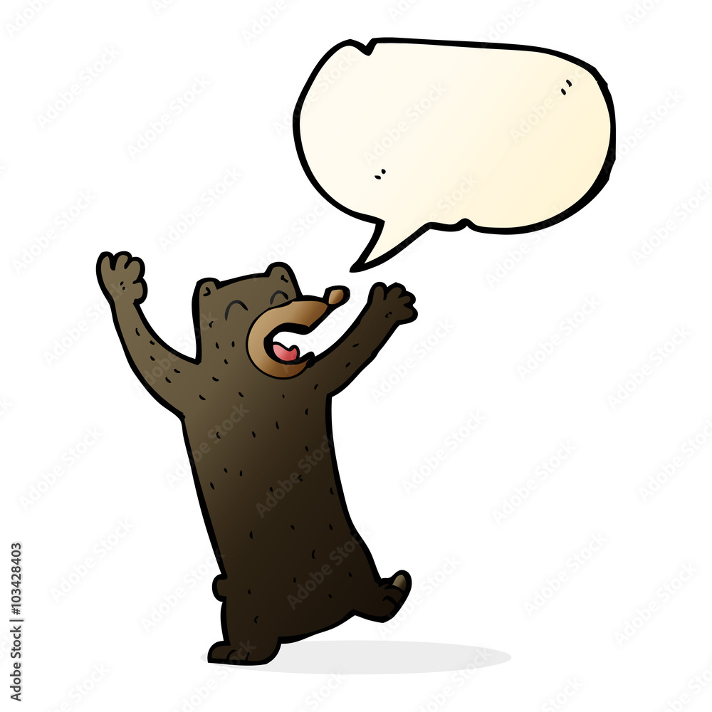 cartoon black bear with speech bubble cartoon black bear with speech bubble