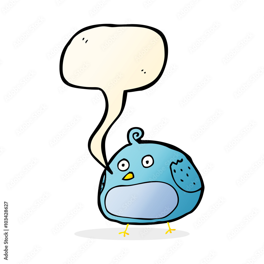 cartoon fat bird with speech bubble cartoon fat bird with speech bubble