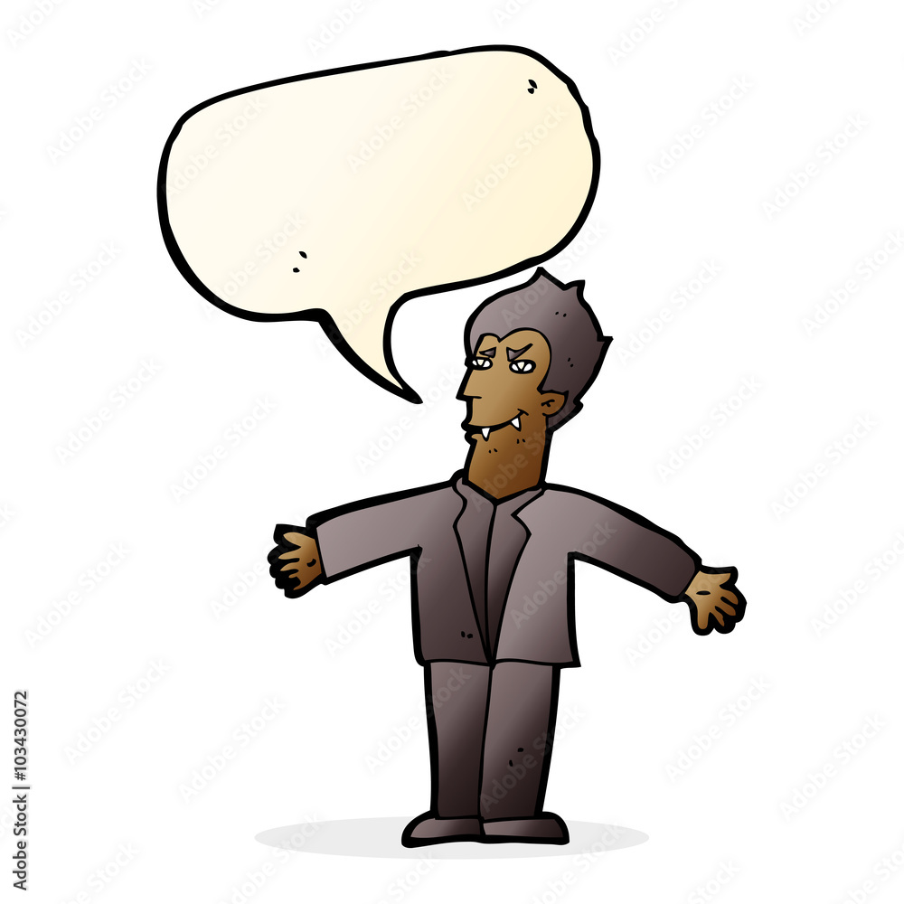 cartoon vampire man with open arms with speech bubble cartoon vampire man with open arms with speech bubble