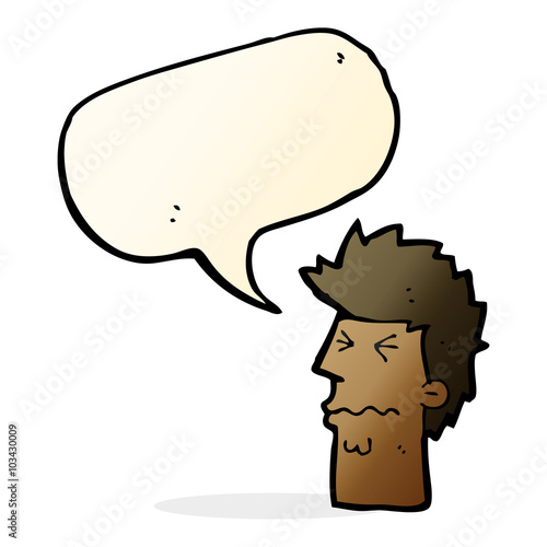 cartoon stressed out face with speech bubble