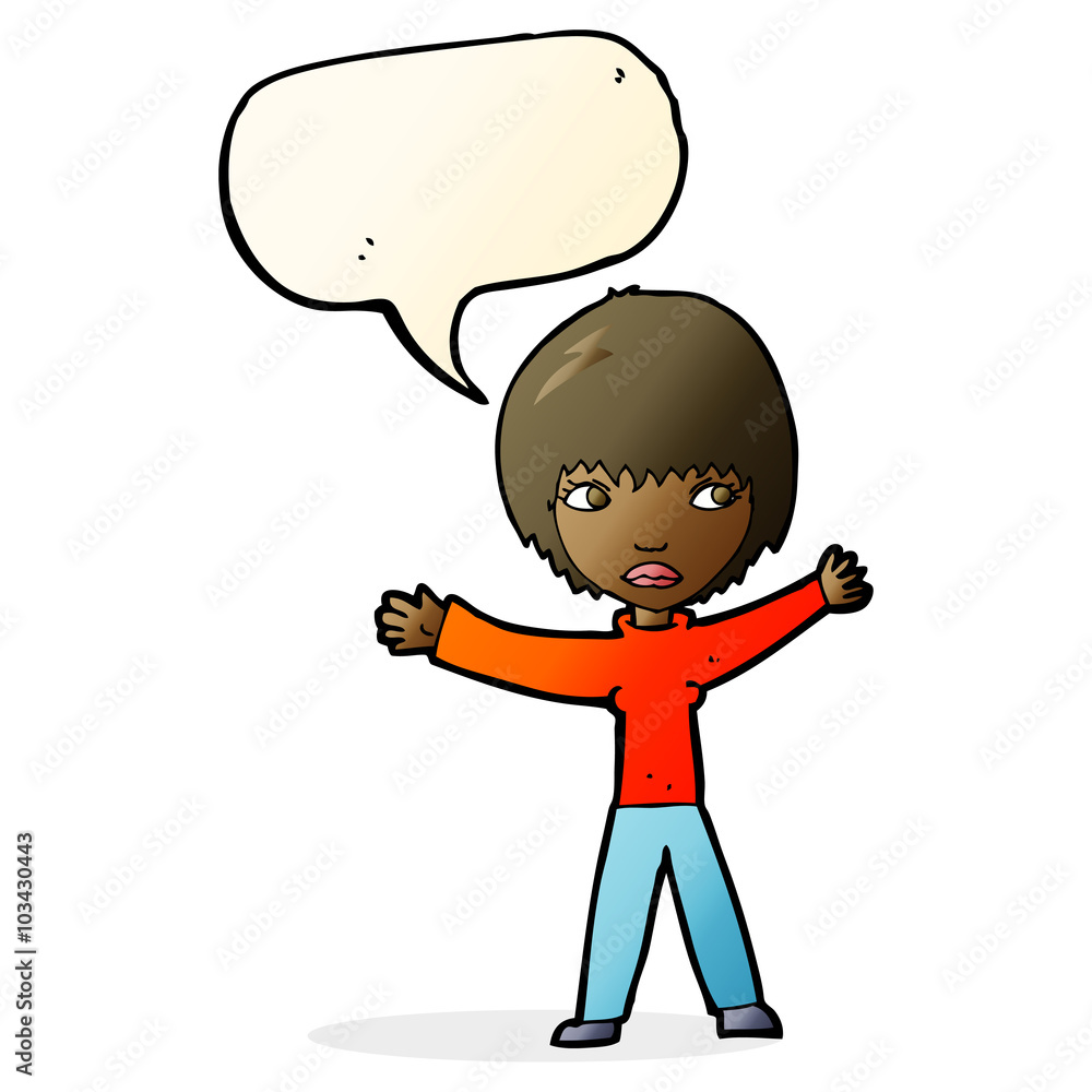 cartoon waving woman with speech bubble cartoon waving woman with speech bubble