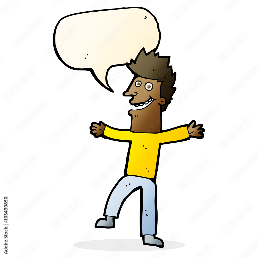 cartoon happy man with speech bubble cartoon happy man with speech bubble