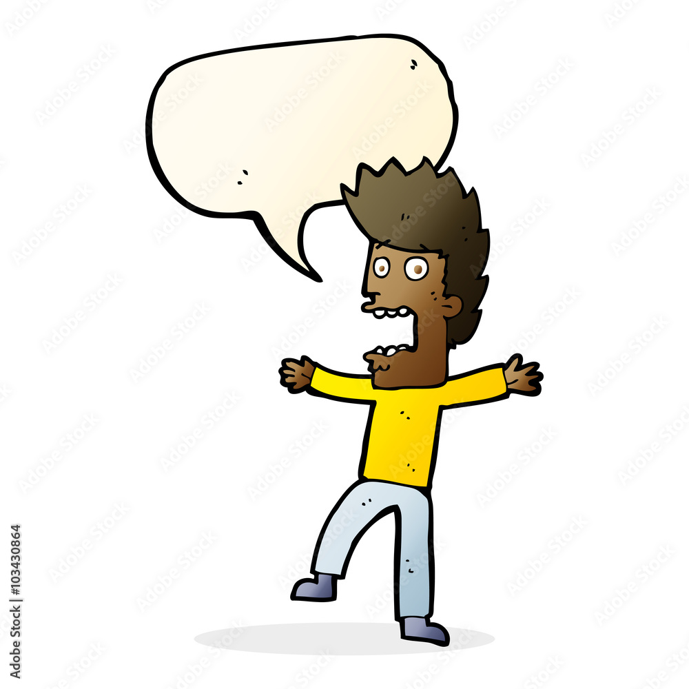 cartoon terrified man with speech bubble cartoon terrified man with speech bubble
