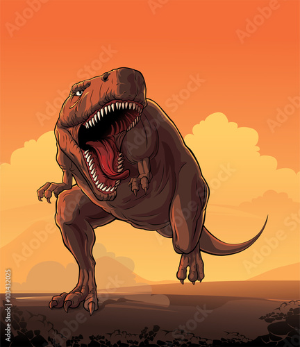 Giant prehistoric monster of dinosaur age — Tyranosaur rex.